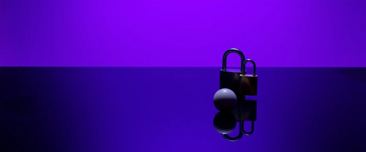 Three stiff cards stand in a row on black glass, violet light behind them draining to black. The middle card faces the lens head-on and carries the one line ONE NAME in thick black letters and nothing else. A small stylised cell with a charge bar down one smooth side stands before the left card; a plain round unmarked ball rests by the right. The polish below mirrors the row.